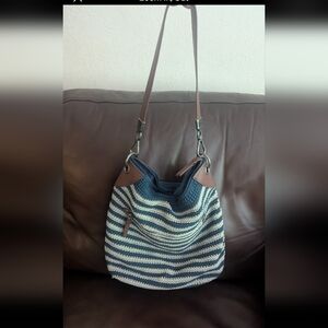 The Sak Navy and Brown Striped Hobo Bag